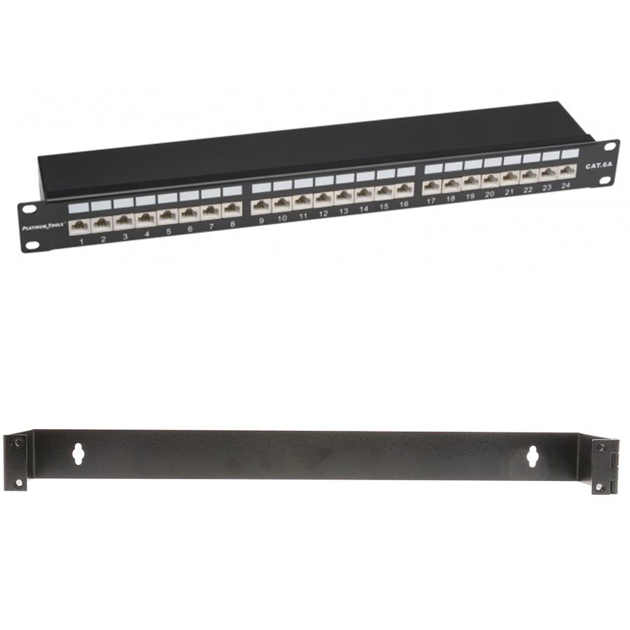 Shielded 24-port Cat6a Patch Panel, 10Gbit, 110 Type, 568A/B W/B Shielded 24-port Cat6a Patch Panel, 10Gbit, 110 Type, 568A/B W/B