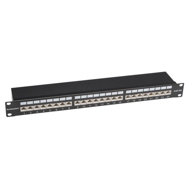 Shielded 24-port Cat6a Patch Panel, 10Gbit, 110 Type, 568A/B Shielded 24-port Cat6a Patch Panel, 10Gbit, 110 Type, 568A/B